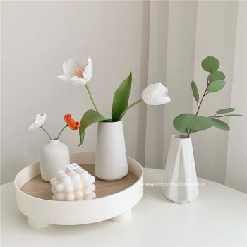 ins風陶瓷白色花瓶 素胚北歐工藝品辦公桌擺件家居裝飾乾花假花瓶