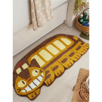 外貿單現貨日本宮崎駿龍貓貓巴士毛絨地墊地毯玄關墊卡通可愛少量
