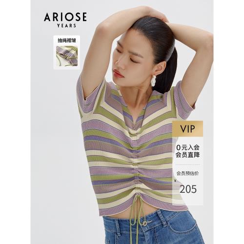 艾諾絲雅詩夏新款短款短袖小眾高級感百搭通勤針織衫10528173