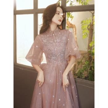 藝考小眾仙氣學生畢業長款晚禮服