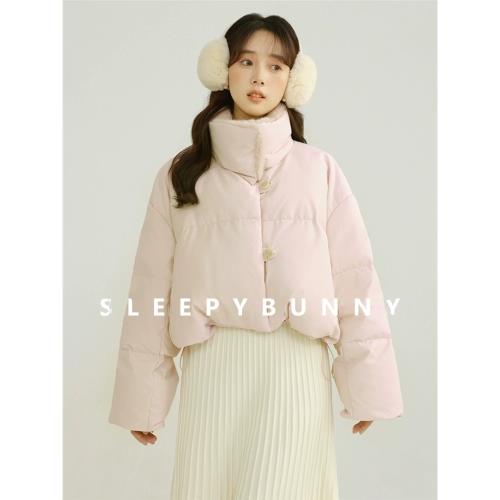 瞌睡兔《鵝絨小泡芙》短款毛領外套女冬設計感保暖防風肯豆羽絨服