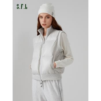 立領羊絨拼接白鵝絨麵包羽絨服馬甲2024秋冬新款保暖背心坎肩馬夾