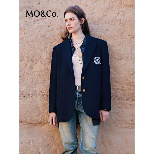 【美麗諾羊毛】MOCO學院風寬肩H型西裝外套