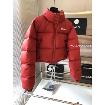 羽絨服女款過冬保暖穿搭新年聖誕紅色短款洋氣保暖亮面麵包服外套