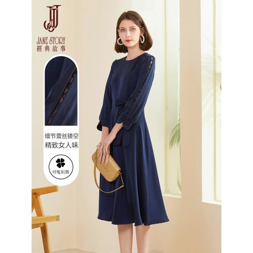 高級感緞面連衣裙女早春2025新款知性小眾氣質設計感法式茶歇裙