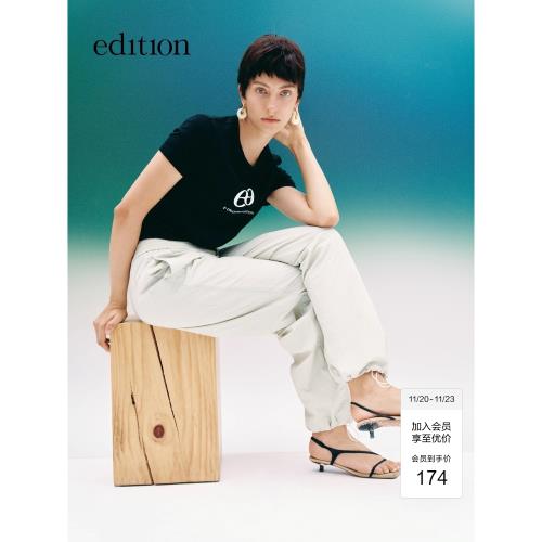 E+輕生活系列edition印花短袖T恤女夏新款正肩顯瘦EBC2TEE003