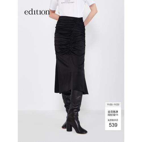 【P系列】edition醋酸魚尾半裙女春新款立裁捏褶EBC1SKT017