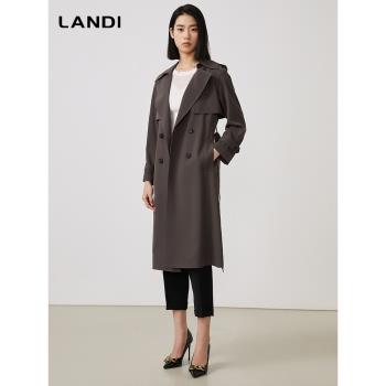 LANDI春季大翻領中長款風衣外套