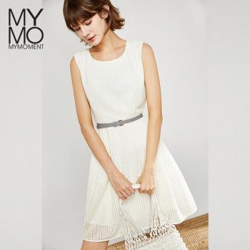 MYMO新品氣質暗格紋無袖連衣裙