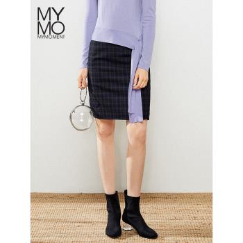 MYMO新品氣質顯瘦格子短款半身裙