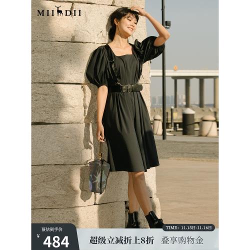 謎底短袖夏款天絲赫本風連衣裙