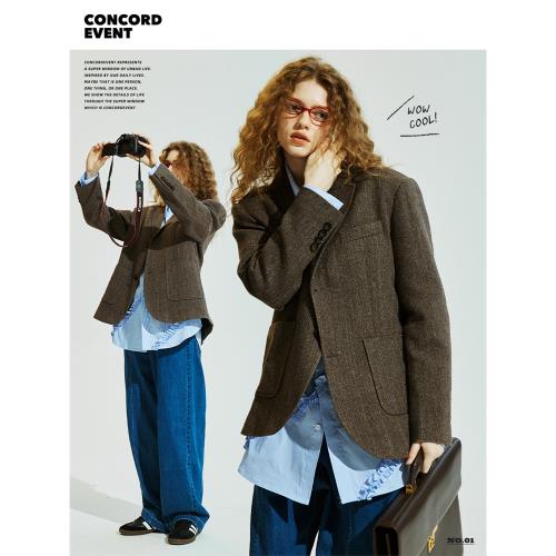 ConE秋季新款美式復古小西裝外套高級設計感百搭氣質小西服女