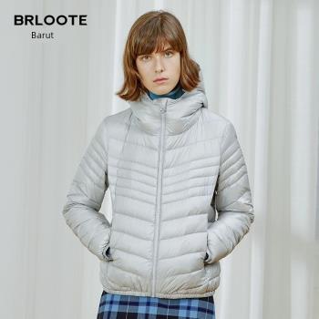Brloote/巴魯特羽絨服女 時尚修身連帽短款白鵝絨外套 正品冬裝