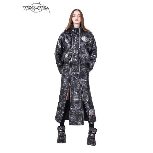 PINKSPINK|棉服 原創電月黑銀雙拉鏈結構短款高領無性別Y2K外套