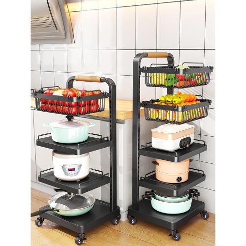 廚房蔬菜置物架落地式多層果蔬收納筐家用放菜籃子多功能放鍋架子