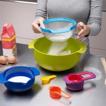 Joseph烘焙工具彩虹九件套 刻度濾勺濾碗含刻度碗具 烘焙料理盆