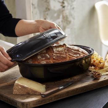 法國Emile Henry橢圓陶瓷面包烤饃帶蓋 吐司模具家用烤箱烘焙器具