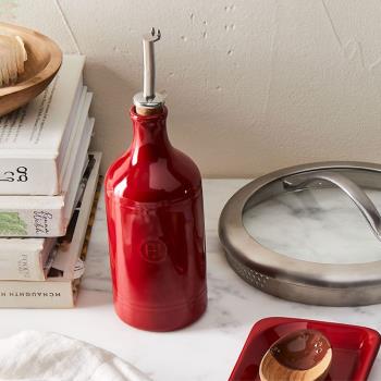 法國Emile Henry彩色陶瓷橄欖油瓶油壺家用 廚房醬油醋調料瓶防漏