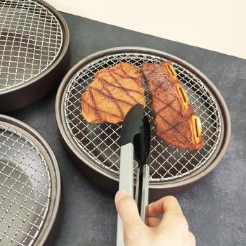 創意陶瓷網紅日式圓形笙福烤盤配網高端烤肉爐韓式耐熱烤盤酒店