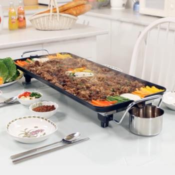 高質量大號烤肉鍋韓式家用電燒烤爐無煙不粘烤肉機電烤盤鐵板燒架