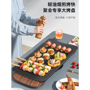 韓式麥飯石電烤盤陶瓷烤肉盤家用無煙燒烤爐鐵板燒煎烤鍋烤串機