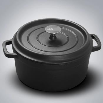 雅多福 琺瑯鑄鐵燉鍋湯鍋24cm老式鐵鍋 傳統手工加厚燉煲湯鍋
