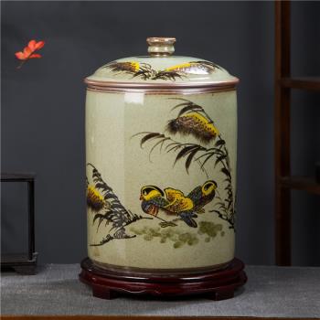 景德鎮陶瓷器米缸米桶帶蓋茶葉罐面缸家用20斤25斤防潮蟲儲物密封