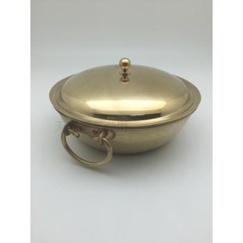 天程銅藝銅聲銅器系列純黃銅雙耳平底邊爐煲小湯鍋傳統銅制品上市