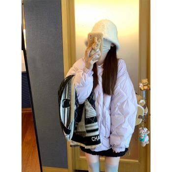 菱格羽絨服女設計感小眾2025年新款冬季韓版90%白鴨絨麵包服外套