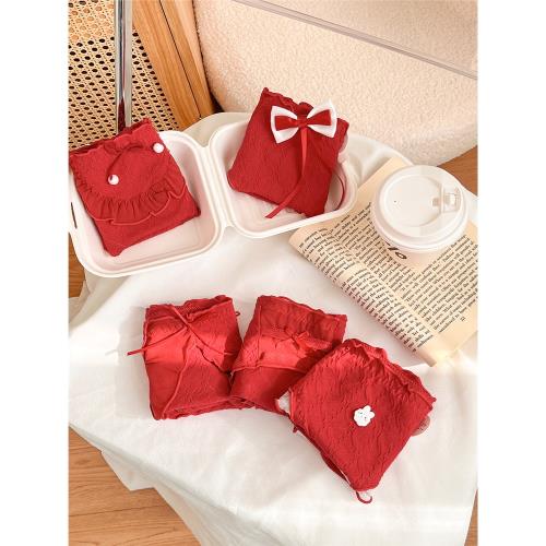 祥瑞鴻年~5條純棉內褲女生紅色本命年甜美少女新龍年春夏5A類抗菌