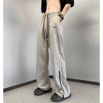復古設計感速幹闊腿ins運動褲