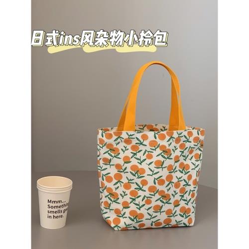 外出小布包小提包女手拎包小帶飯帆布包雜物小拎包飯盒手提袋子