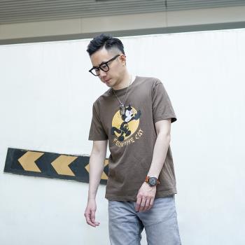 重磅純棉短袖T恤男秋季新款休閑印花寬松情侶上衣小眾設計感INS潮