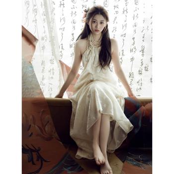 新中式晨袍新娘結婚訂婚禮服高階輕奢小眾輕婚紗法式抹胸連衣裙女