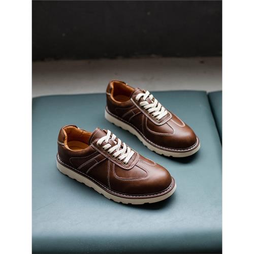 男鞋夏季2025新款休閑皮鞋復古真皮百搭低幫馬丁靴痞帥潮牌德訓鞋