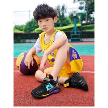 小黃鴨男童籃球鞋夏季網面透氣運動鞋中大童小男孩學生跑步訓練鞋