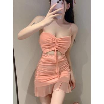 夜場上班衣服顯瘦性感連衣裙包臀裙夜總會佳麗女技師工作服兩件套