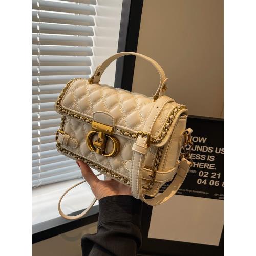 高級感包包女包2025新款潮秋冬洋氣百搭質感斜挎包菱格手提小方包