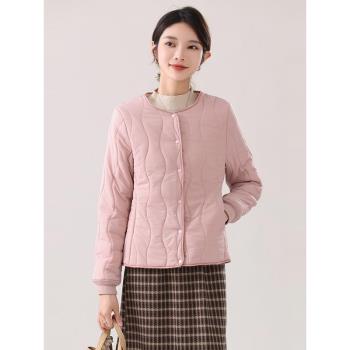 打底加絨薄款棉服修身無領內膽