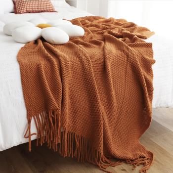 北歐加針織毛線毯民宿酒店床尾毯床旗搭毯沙發毯午睡毯空調毯子