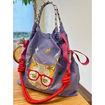 日本環保袋尼龍手提包大容量刺繡