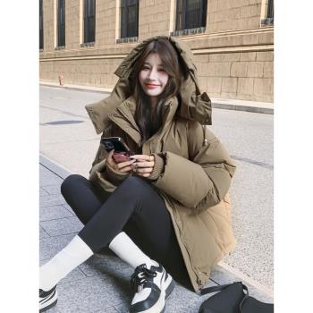 時尚中戲連帽90白鴨絨羽絨服外套短款小個子冬季新款加厚麵包服女