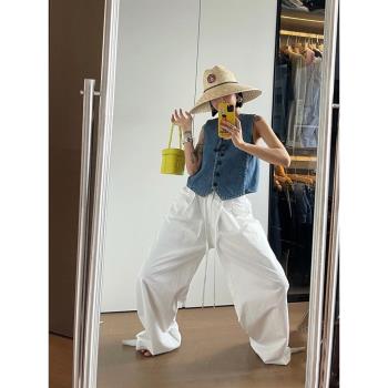 法式時尚高階感坎肩牛仔馬甲女夏洋氣時髦簡約百搭v領馬夾背心潮