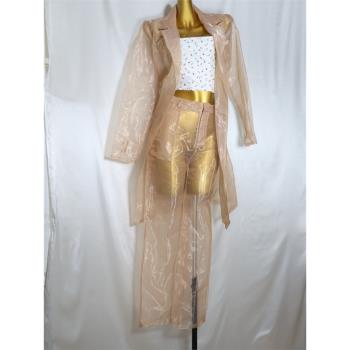 飛成家女裝時尚氣質修身性感顯瘦玻璃紗套裝180期