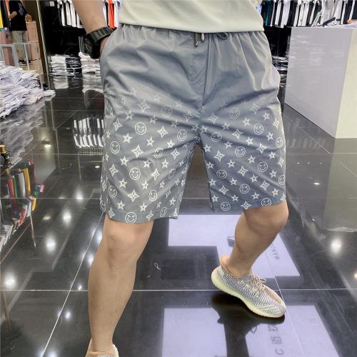 尾貨有里布短褲男直筒五分褲子夏季潮牌休閑印花短褲速干沙灘褲