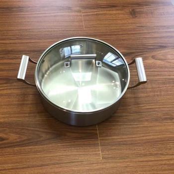 304三層鋼食品級無塗層清湯鍋火鍋平底商用不銹鋼加厚不粘鍋