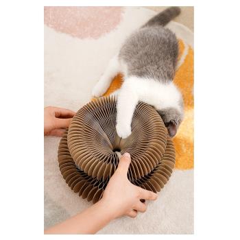逗貓棒魔術風琴貓抓板帶響鈴球貓咪自嗨解悶神器瓦楞紙磁吸貓玩具