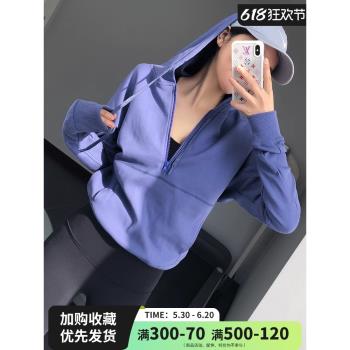 寬松顯瘦女連帽健身長袖運動上衣