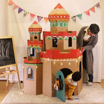 直供幼兒園寶寶紙箱公主室內游戲帳篷瓦楞紙殼房兒童城堡玩具