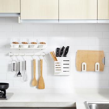 白色廚房置物架免打孔壁掛式刀架調味料用品大全家用多功能收納架
